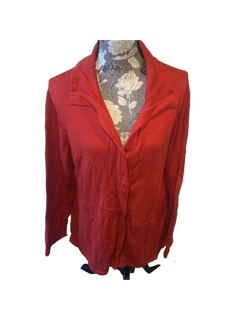 EILEEN FISHER Collared Sweater Orange Organic Cotton size large